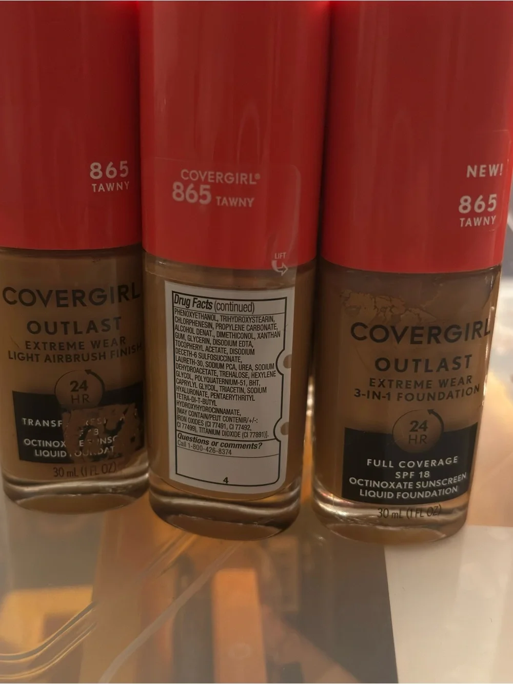 CoverGirl Outlast 3-in-1 Foundation 865 Tawny SPF 18 New